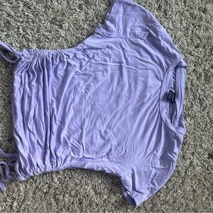 SHEIN Purple Ruched Tie Front Cap Sleeve T-Shirt